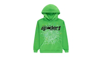 Pre-owned Sp5der Men's  Punk V2 Rhinestone Hoodie In Bright Green