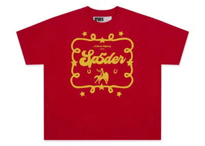 Pre-owned Sp5der Men's  Rodeo Poster Tee Shirt In Red