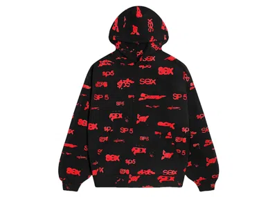 Pre-owned Sp5der Men's  Sex Aop Hoodie In Black
