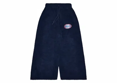 Pre-owned Sp5der Men's  Sherpa Wide Leg Globe Pant In Blue