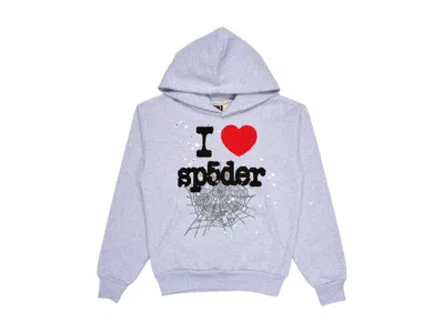 Pre-owned Sp5der Men's  Souvenir Hoodie In Heather Grey