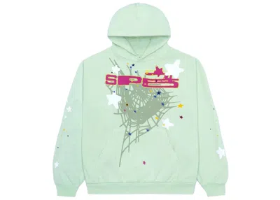 Pre-owned Sp5der Men's  Sp5 Hoodie In Mint In Green