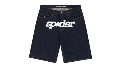 Pre-owned Sp5der Men's  V3 Logo Denim Short In Indigo In Purple