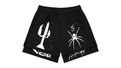 Pre-owned Sp5der Men's  Vaa Double Layer Short In Black