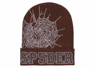 Pre-owned Sp5der Men's  Web Beanie In Brown