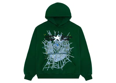 Pre-owned Sp5der Men's  Web Hoodie In Hunter Green