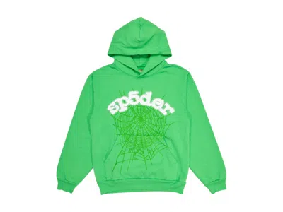 Pre-owned Sp5der Men's  Web Hoodie In Slime Green