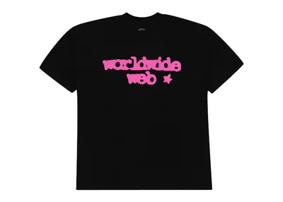 Pre-owned Sp5der Men's  Web Tee Shirt In Black/pink