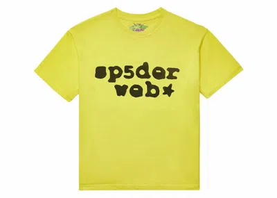 Pre-owned Sp5der Men's  Web Tee Shirt In Yellow/black In Multi