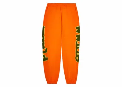 Pre-owned Sp5der Men's  World Beluga Sweatpants In Orange