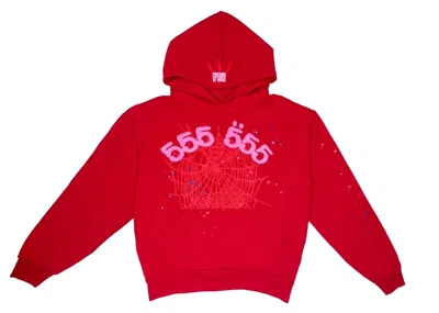 Pre-owned Sp5der Men's  Worldwide Angel Number 555 Hoodie In Red