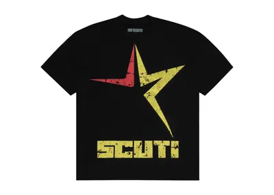 Pre-owned Sp5der Men's  X Uy Scuti Red Yellow Star Tee Shirt In Black