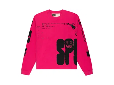 Pre-owned Sp5der Men's  Xray Long Sleeve Tee Shirt In Pink