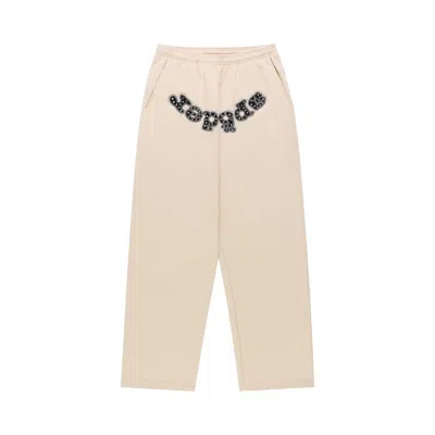 Pre-owned Sp5der Mixed Stone Og Logo Sweatpant 'cream' | Men's Size M In White