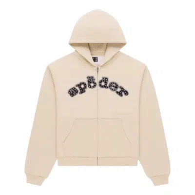Sp5der Mixed Stone Og V2 Zip Hoodie 'cream' In Neutral