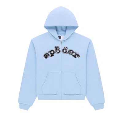 Pre-owned Sp5der Mixed Stone Og V2 Zip Hoodie 'rock Blue' | Men's Size Xl