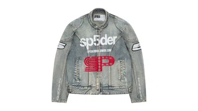 Pre-owned Sp5der Motorsport Denim Jacket In Indigo In Purple