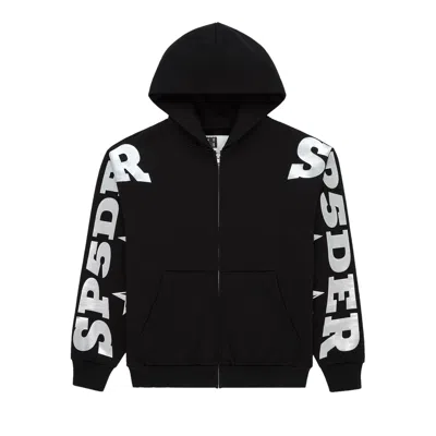 Pre-owned Sp5der Mx555 Zip Hoodie 'black' | Men's Size L