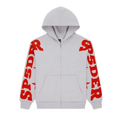 Pre-owned Sp5der Mx555 Zip Hoodie 'heather Grey' | Men's Size M In Gray