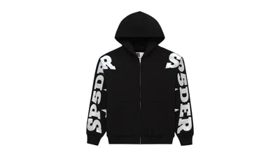 Pre-owned Sp5der Mx555 Zip Hoodie In Black