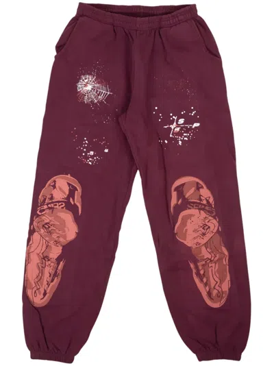 Sp5der Nocturnal Highway Cotton Track Pants In Purple