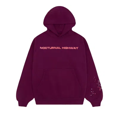 Pre-owned Sp5der Nocturnal Highway Hoodie 'burgundy'