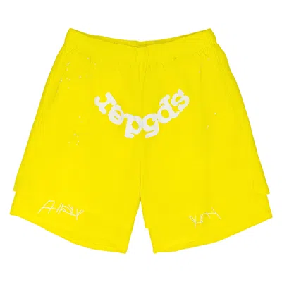 Pre-owned Sp5der Og Double Layer Sweatshort 'yellow' | Men's Size Xxl