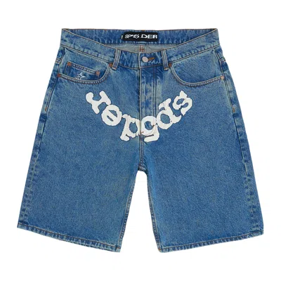 Pre-owned Sp5der Og Logo Denim Short 'blue Denim' | Men's Size 34