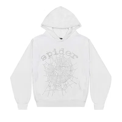Pre-owned Sp5der Og Rhinestone Hoodie 'white' | Men's Size Xl