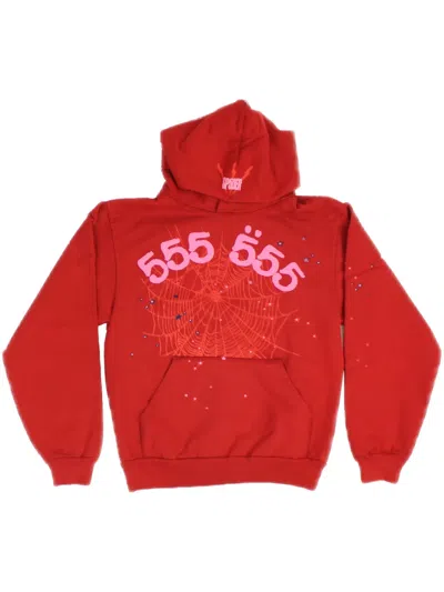 Sp5der Og Web Cotton Hoodie In Red