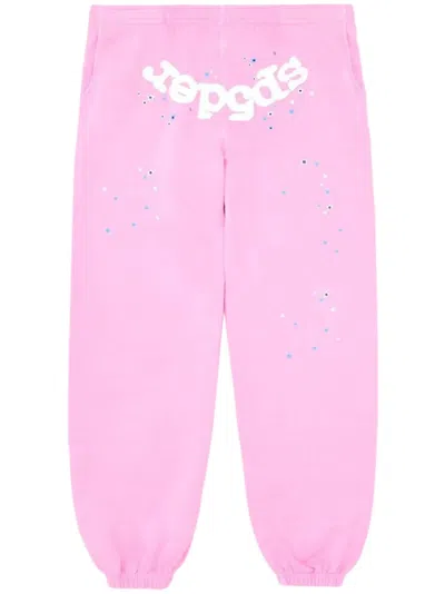 Sp5der Og Web Cotton Track Pants In Pink
