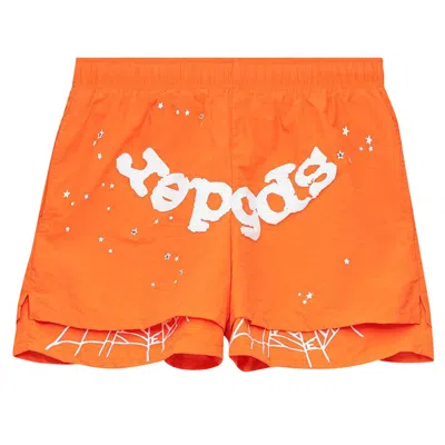 Pre-owned Sp5der Og Web Double Layer Short 'orange'