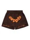Sp5der Og Web Double-layer Shorts In Brown