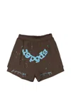Sp5der Og Web Double-layer Shorts In Brown