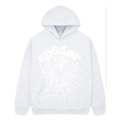 Sp5der Og Web Hoodie 'heather Grey' In White