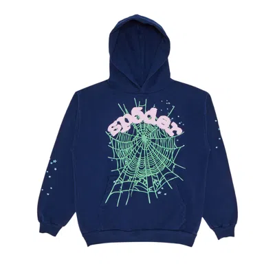 Pre-owned Sp5der Og Web Hoodie 'navy' In Blue