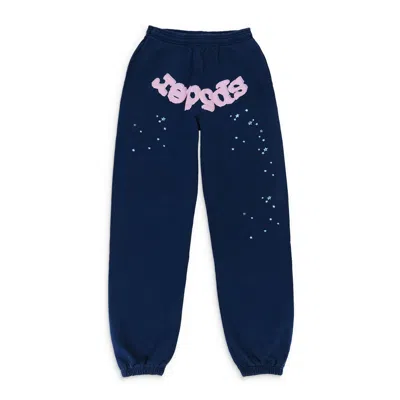 Sp5der Og Web Navy Pink Sweatpants In Blue