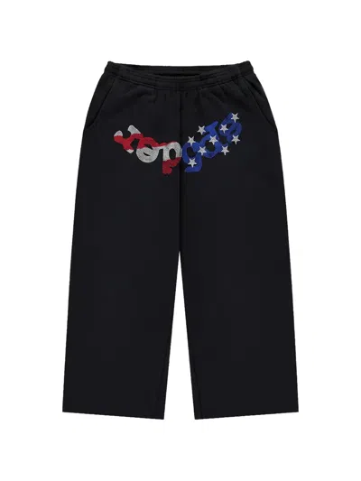 Sp5der Og Web Rhinestone Track Shorts In Black