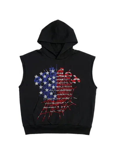 Sp5der Og Web Rhinestone-embellished Sleeveless Hoodie In Multi