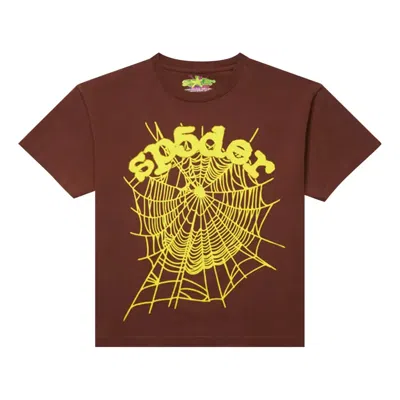 Sp5der Og Web T-shirt 'brown' In Burgundy