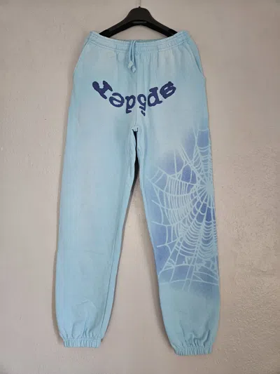 Pre-owned Sp5der Og Web V2 Airbrush Spray Light Blue Sweatpants