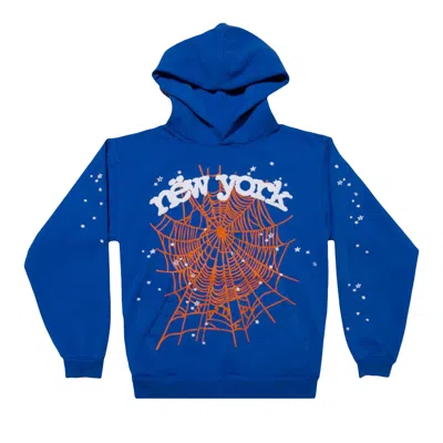 Pre-owned Sp5der Og Web V2 Knicks Home Hoodie 'blue' | Men's Size Xl