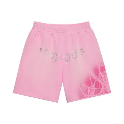 Pre-owned Sp5der Og Web V2 Spray Sweatshort 'light Pink' | Men's Size Xl