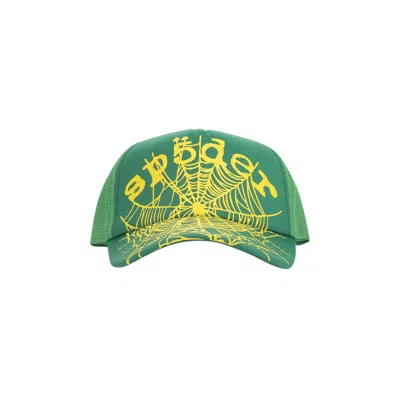Pre-owned Sp5der Og Web V2 Trucker 'slime Green'