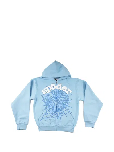 Sp5der Og Web Zip-up Hoodie In Blue