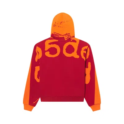 Pre-owned Sp5der Overprint Zip Hoodie 'tangerine' | Orange | Men's Size Xl