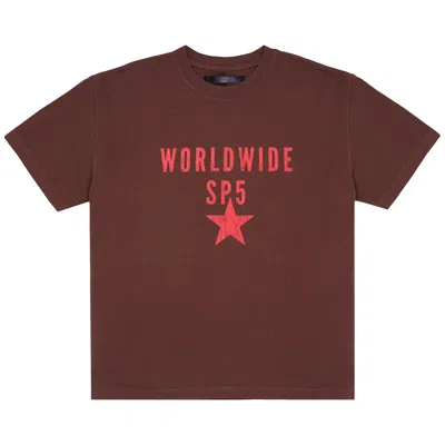 Pre-owned Sp5der Oversized Worldwide Sp5 Tee 'chocolate' | Brown | Men's Size Xl