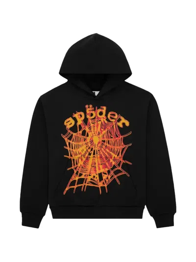 Sp5der Printed Hoodie In Black