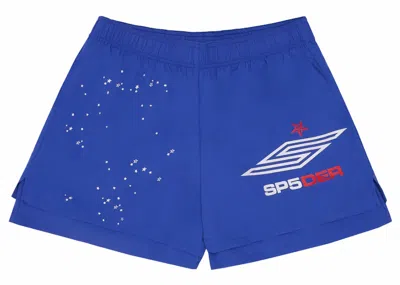 Pre-owned Sp5der Pro Double Layer Short In Blue