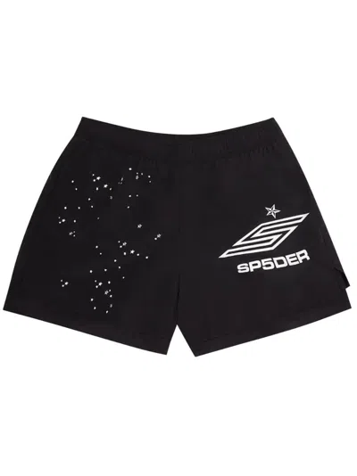 Sp5der Pro Track Shorts In Black